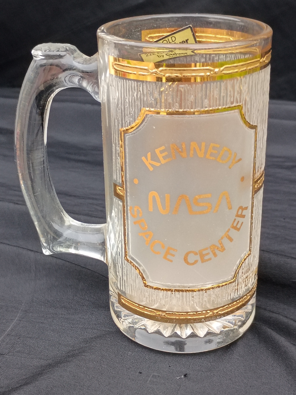 NASA Kennedy Space Center Gold-Trim Glass Beer Mug